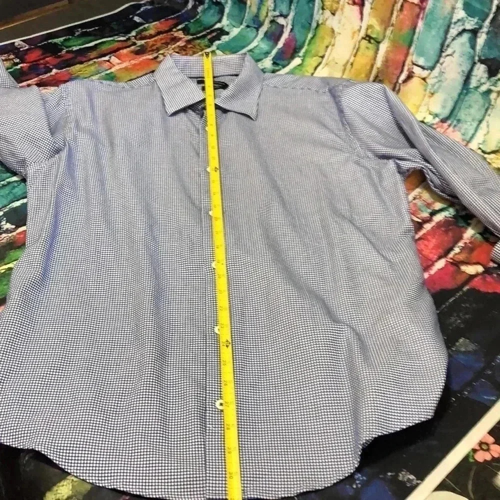 Bugatchi men’s dress shirt button up 17/34/35 blue and white - Picture 13 of 14